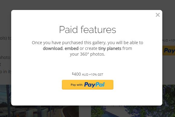 The 'Paid features' pop-up