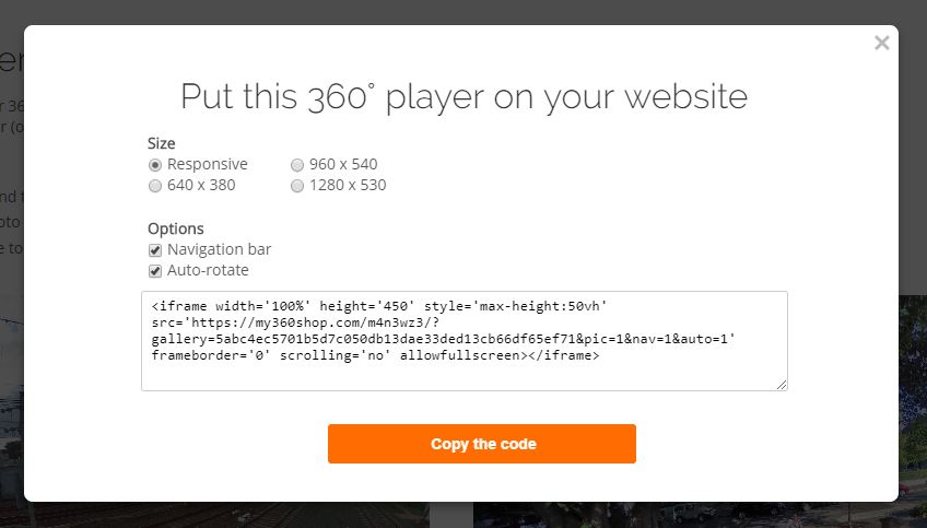 Customers can customize the embed code themselves